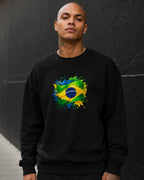 Moletom Brasil Bandeira Artística Central Estilo Casual Urbano