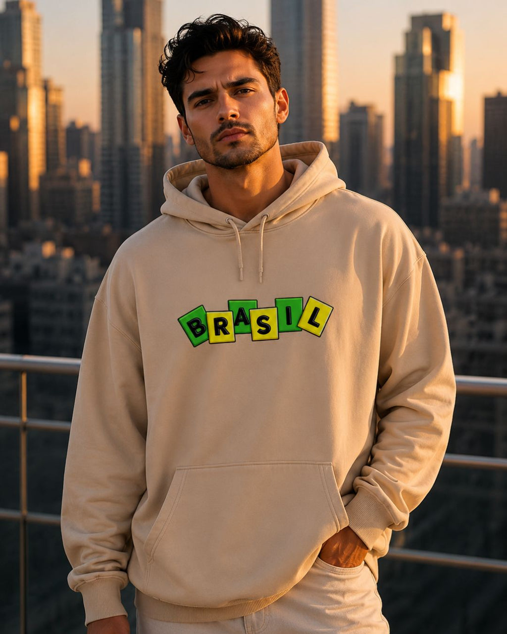 Moletom Brasil Estampa Divertida Frontal Com Capuz Casual Urbano