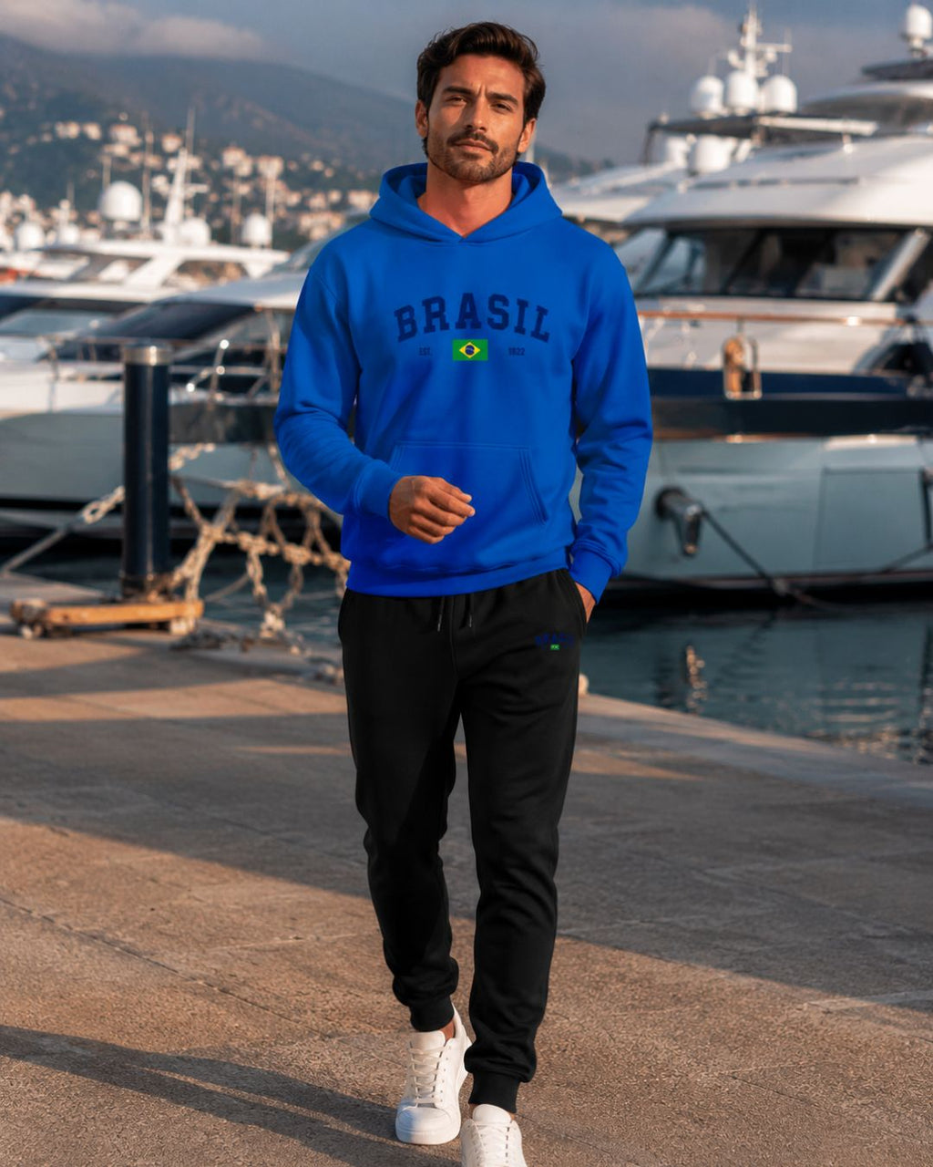 Conjunto Moletom Brasil Universitário Com Calça Jogger Casual