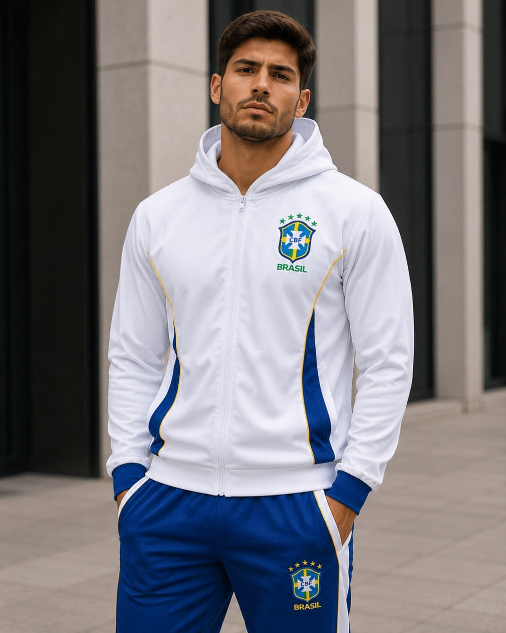 Conjunto Brasil Esportivo Com Zíper Frontal E Calça Jogger