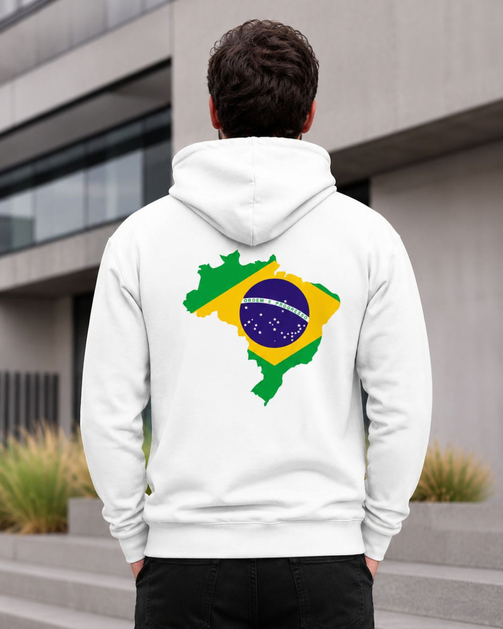 Moletom Brasil Mapa Nacional Nas Costas Estilo Casual Urbano