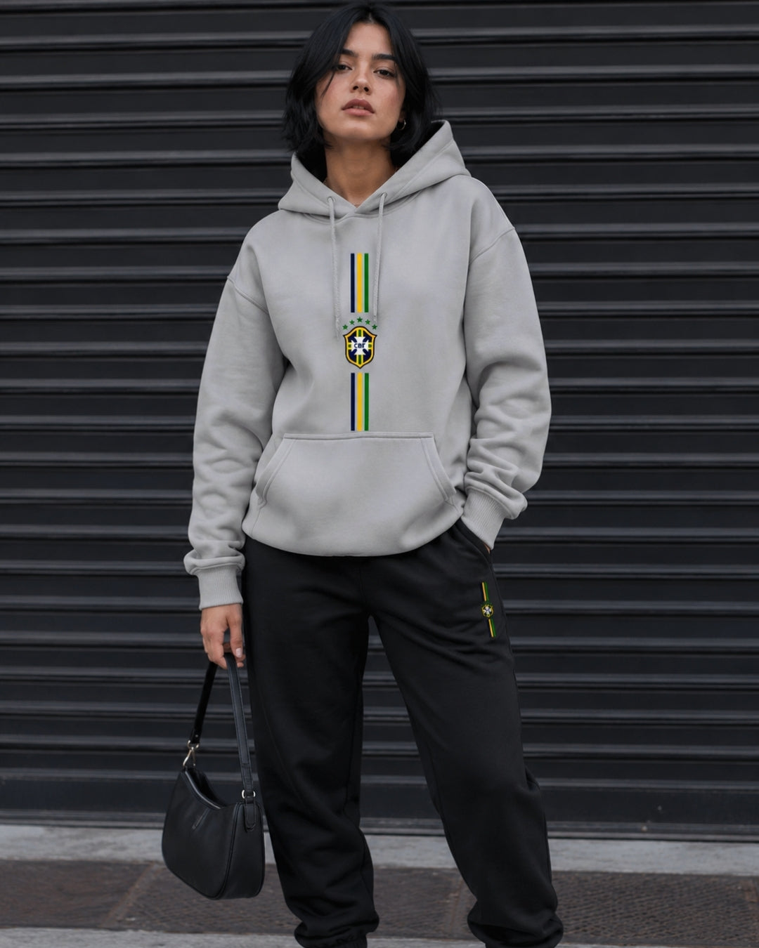 Conjunto Moletom Brasil Escudo Central Com Calça Jogger Casual