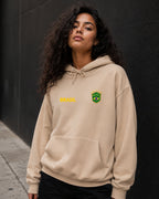Moletom Brasil Escudo Bordado No Peito Com Capuz Casual