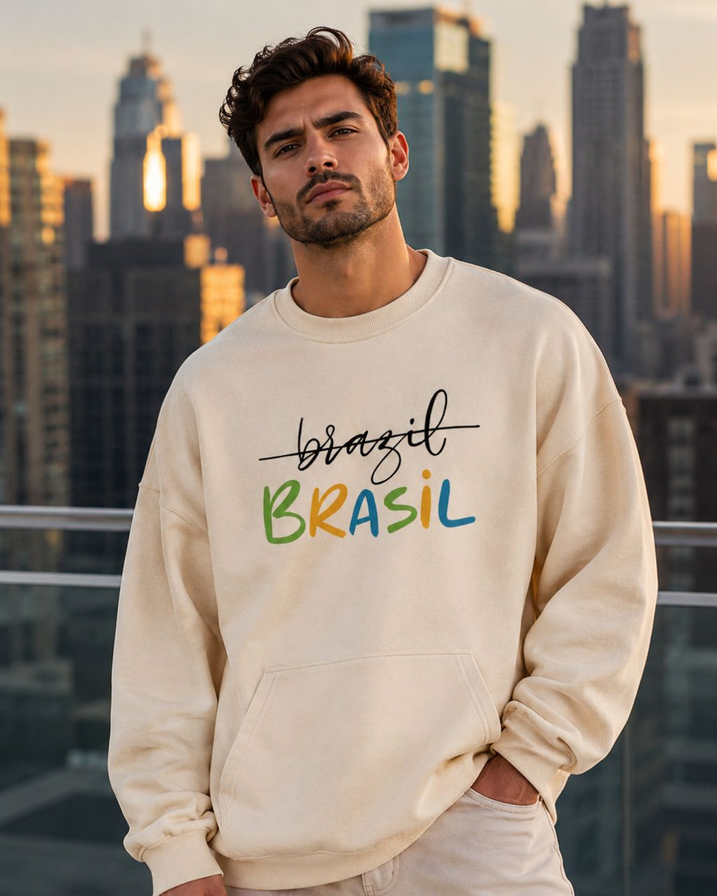 Moletom Brasil Lettering Colorido Estilo Casual Urbano Moderno
