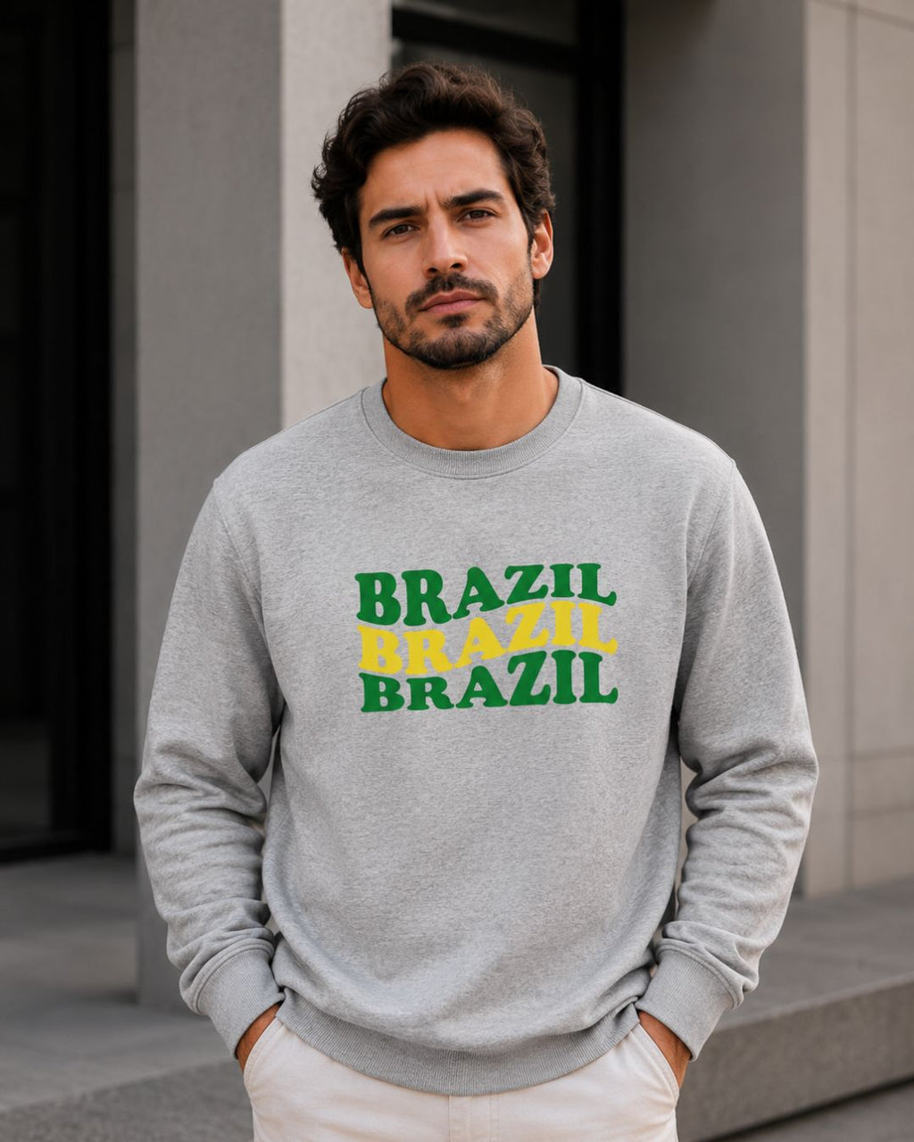 Moletom Brasil Triplo Lettering Estilo Casual Urbano Moderno