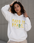 Moletom Made In Brasil Tipográfico Urbano Com Capuz Casual
