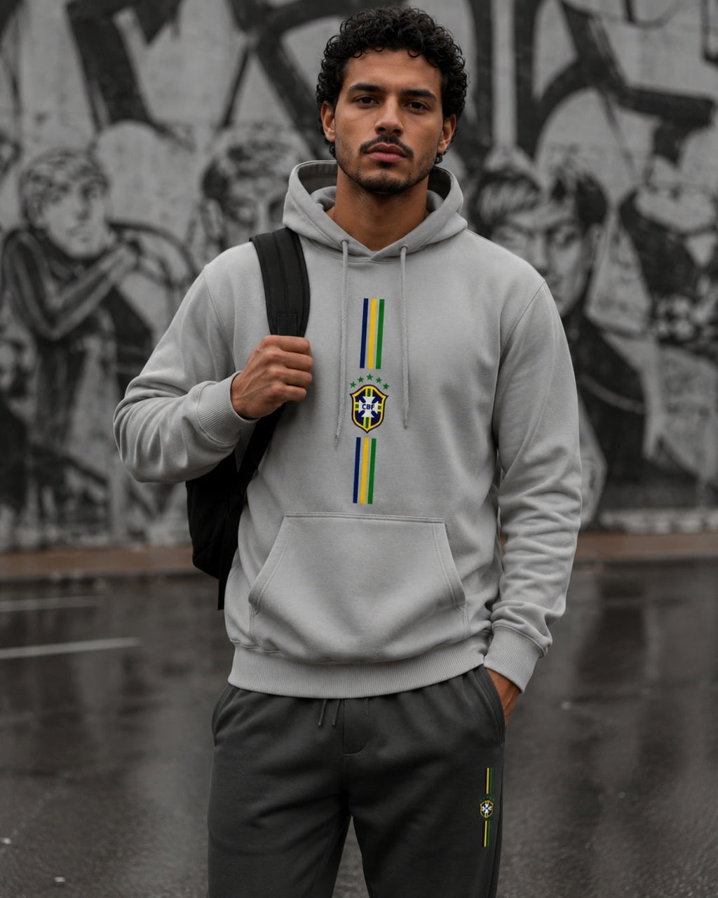 Conjunto Moletom Brasil Escudo Central Com Calça Jogger Casual
