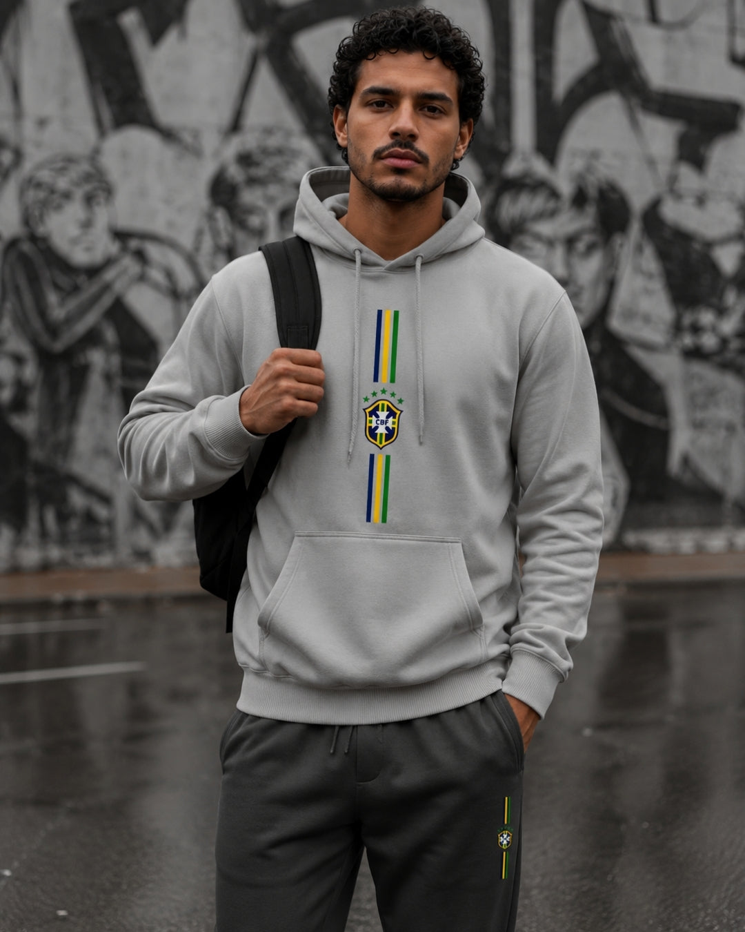 Conjunto Moletom Brasil Escudo Central Com Calça Jogger Casual