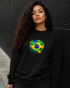 Moletom Brasil Bandeira Artística Central Estilo Casual Urbano