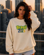 Moletom Brasil Lettering Colorido Com Capuz Casual Urbano