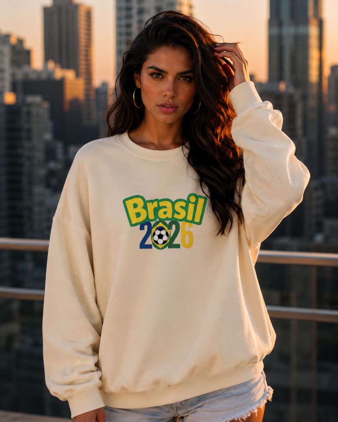 Moletom Brasil Lettering Colorido Com Capuz Casual Urbano