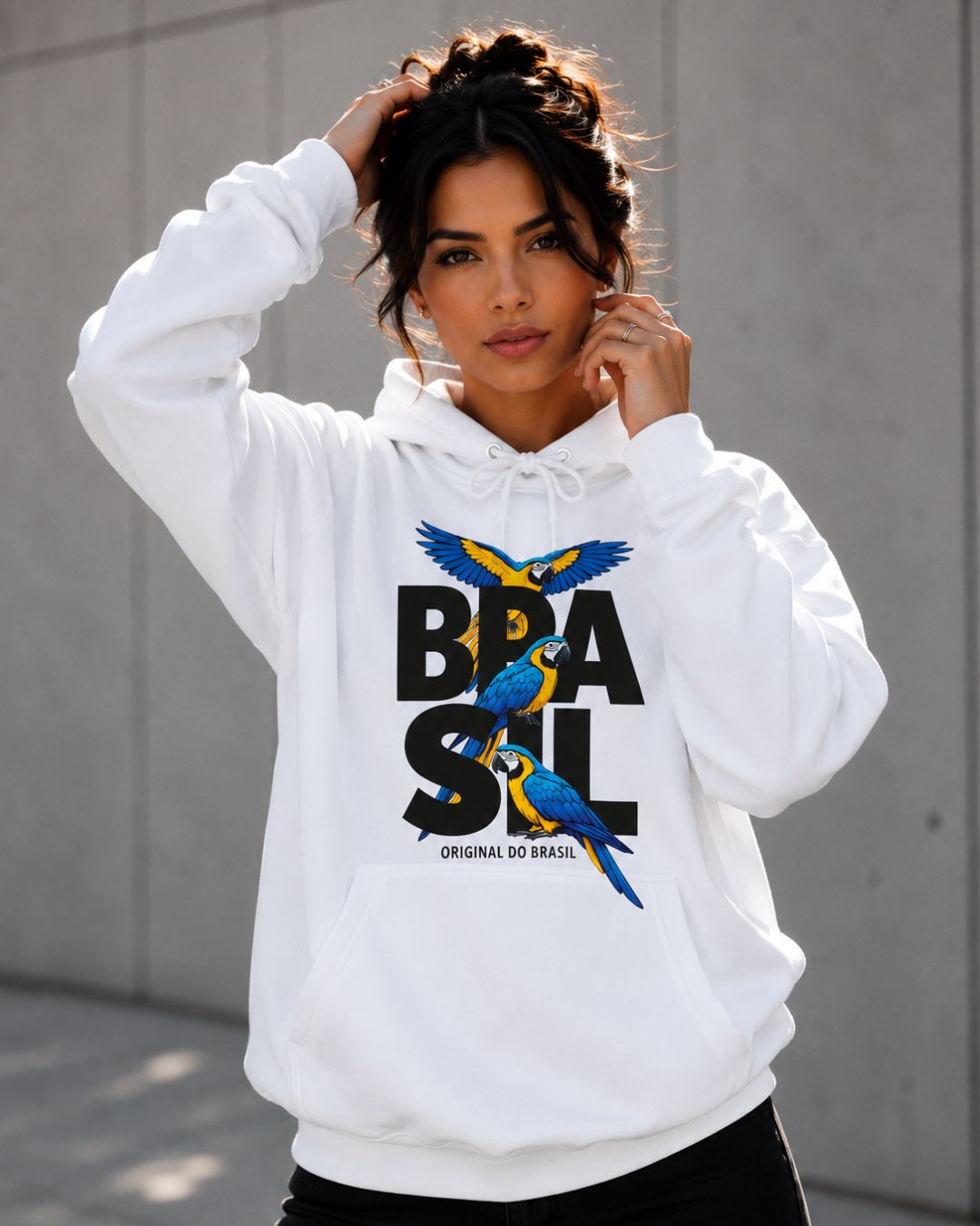 Moletom Brasil Araras Tropicais Estampa Frontal Estilo Casual Urbano