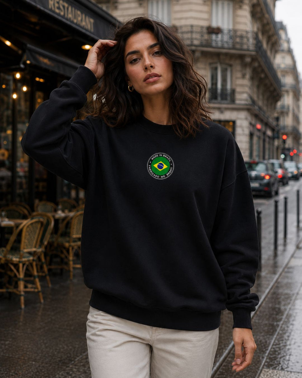 Moletom Brasil Made In Brazil Estampa Circular Costas Casual Urbano