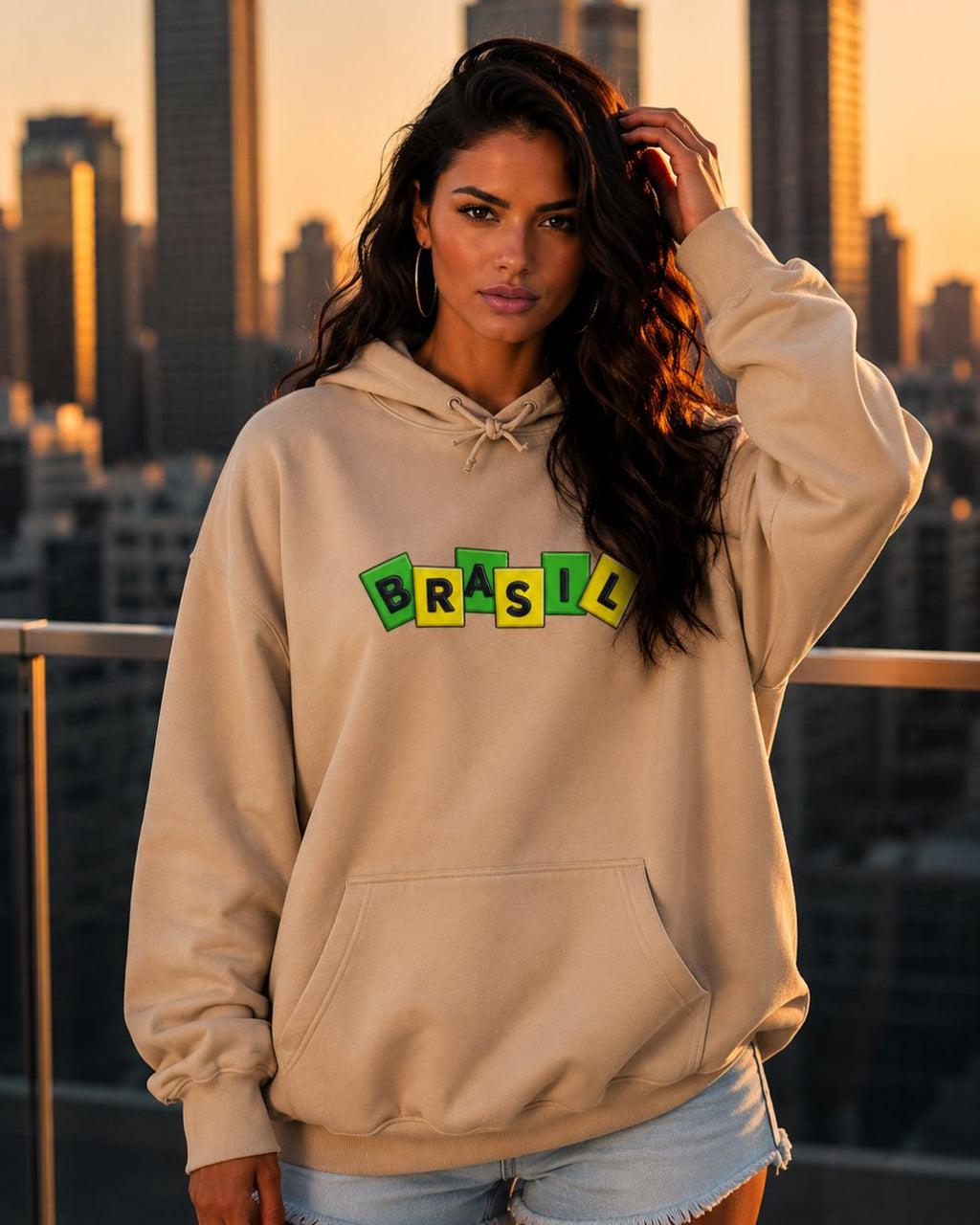 Moletom Brasil Estampa Divertida Frontal Com Capuz Casual Urbano