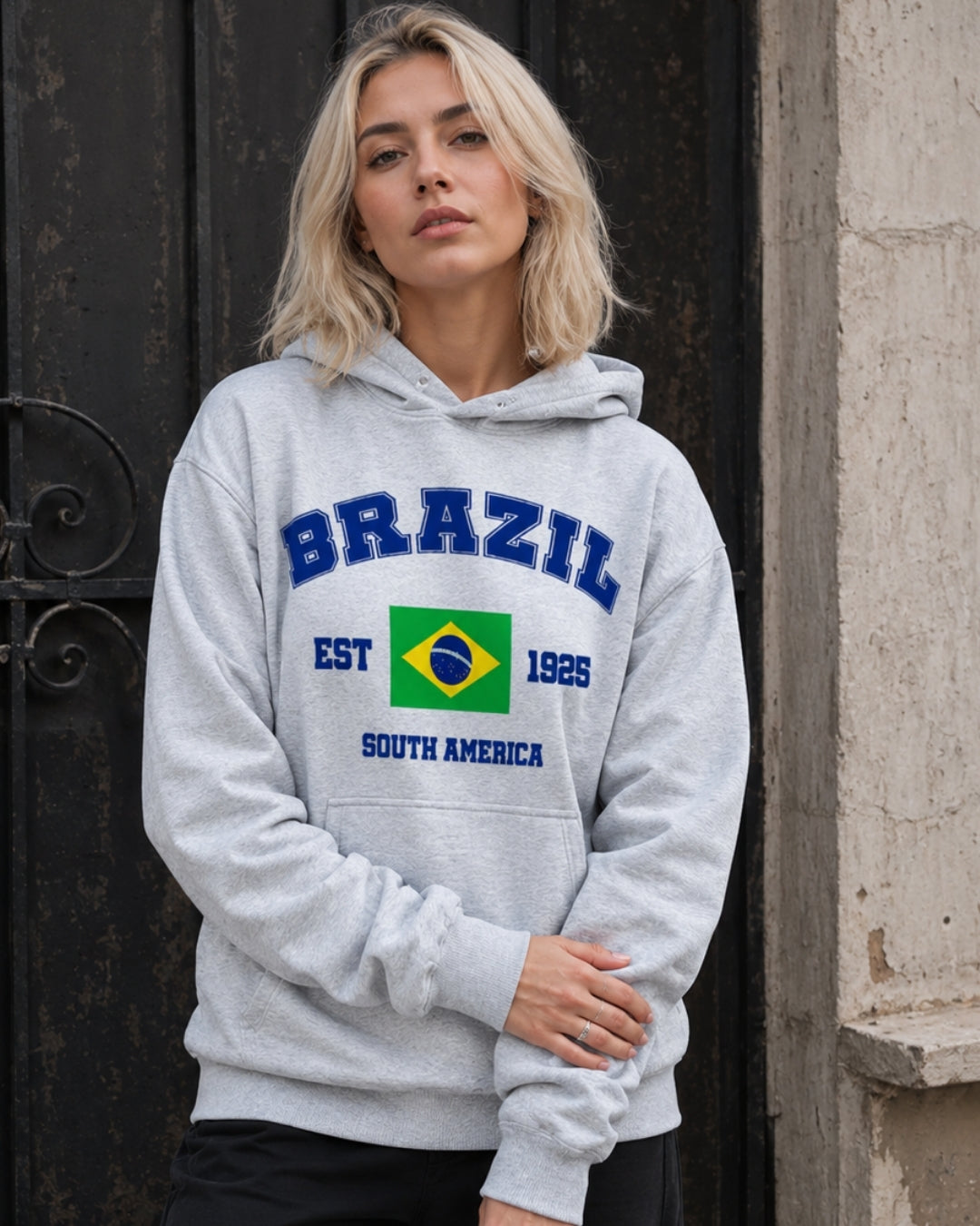 Moletom Brasil South America Estampa Universitária Com Capuz Casual