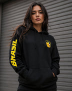 Moletom Brasil Escudo Na Manga Com Capuz Casual Esportivo