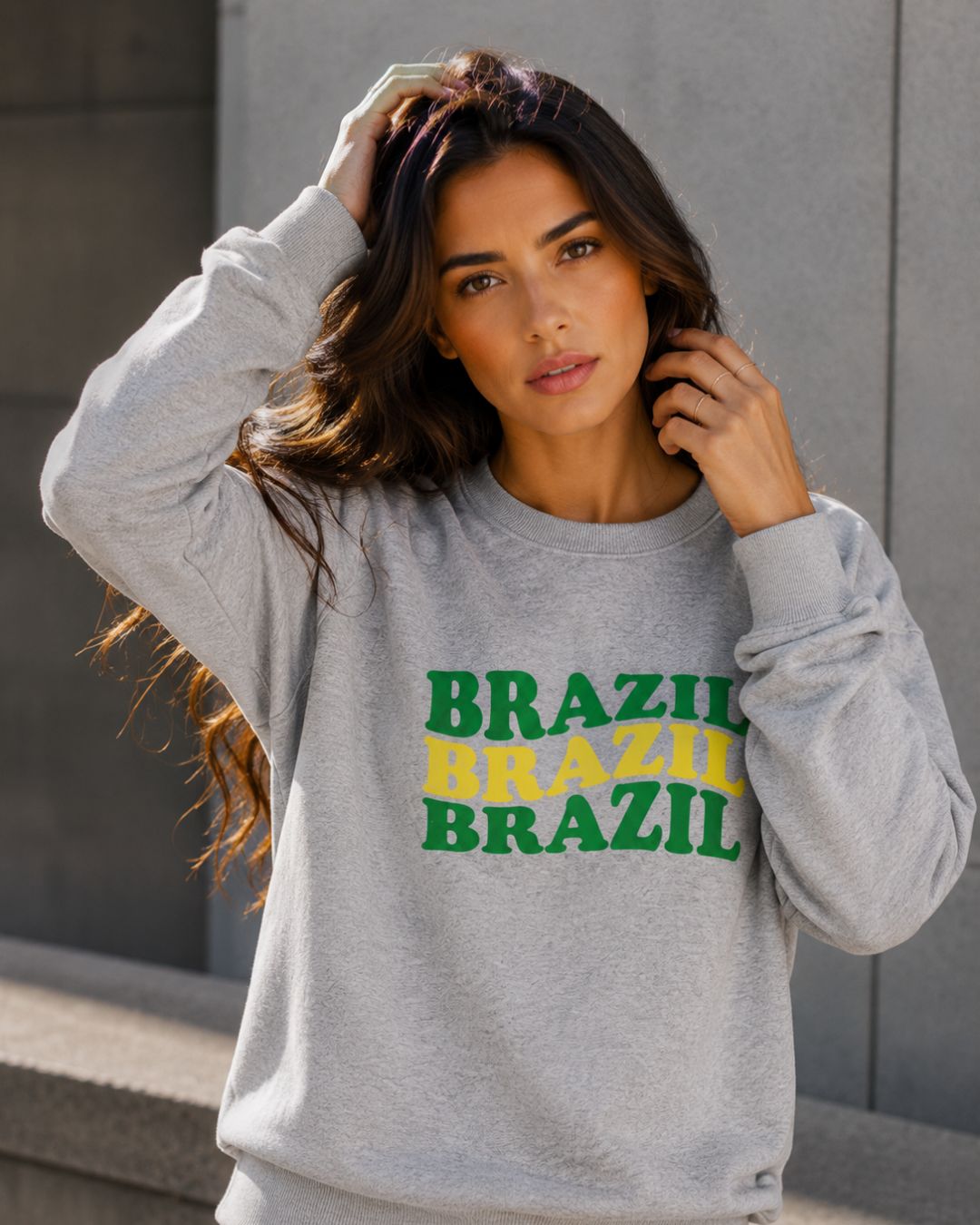 Moletom Brasil Triplo Lettering Estilo Casual Urbano Moderno