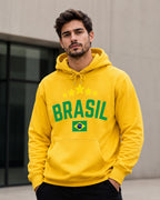 Moletom Brasil Estilo Universitário Com Estrelas E Capuz Casual