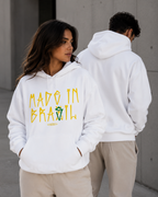 Moletom Made In Brasil Tipográfico Urbano Com Capuz Casual