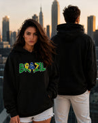 Moletom Brasil Lettering Artístico Com Capuz Estilo Casual Urbano
