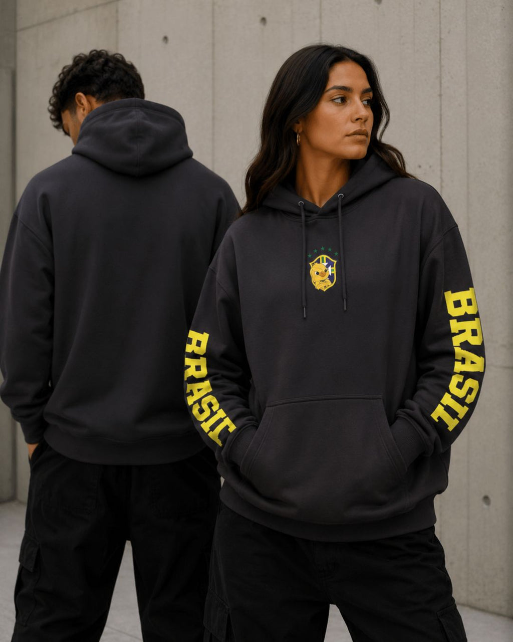 Moletom Brasil Escudo Canarinho Manga Estampada Esportiva