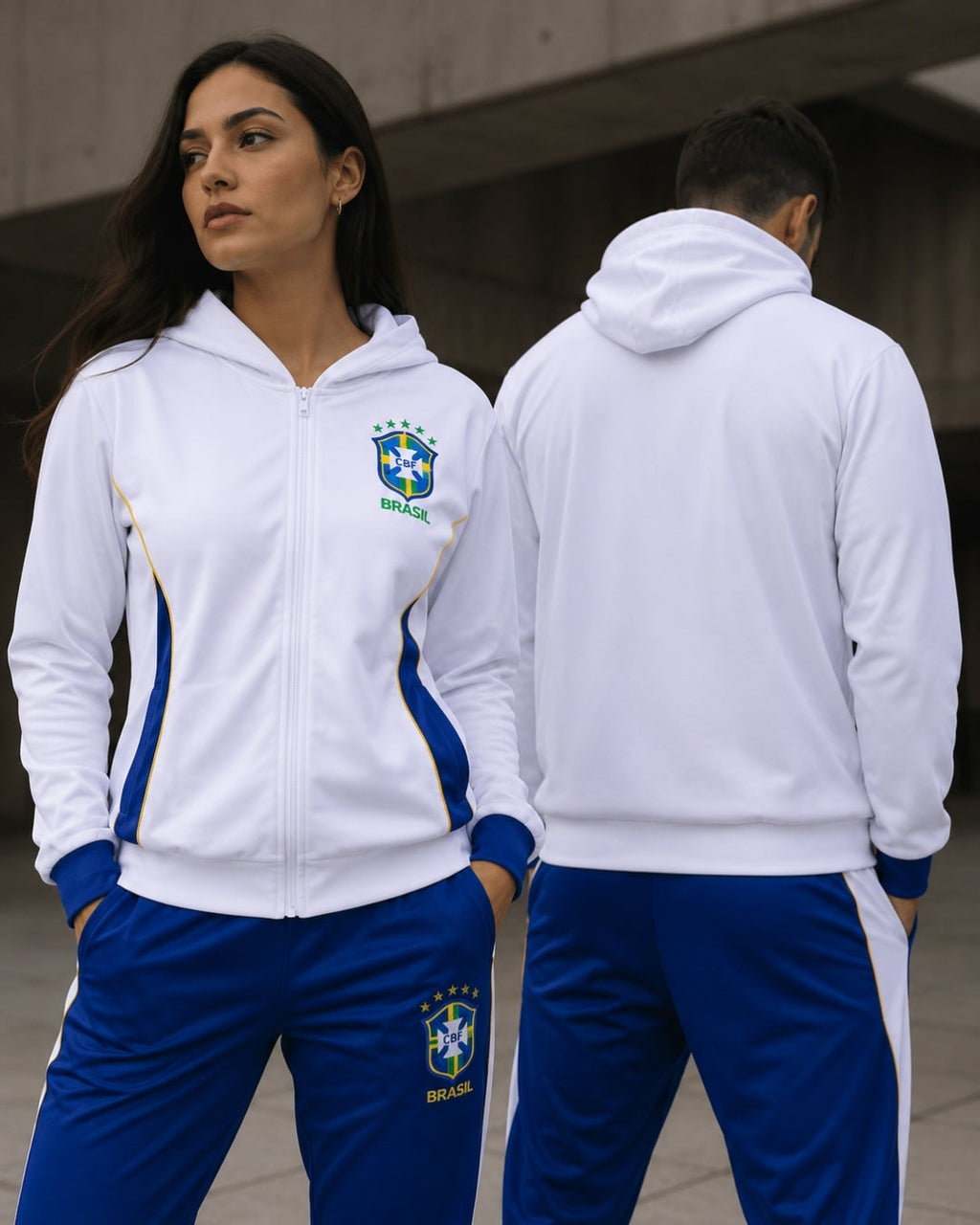 Conjunto Brasil Esportivo Com Zíper Frontal E Calça Jogger