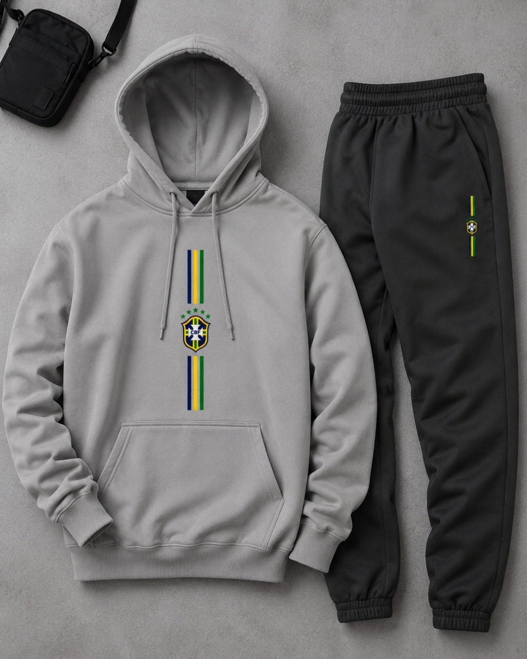 Conjunto Moletom Brasil Escudo Central Com Calça Jogger Casual