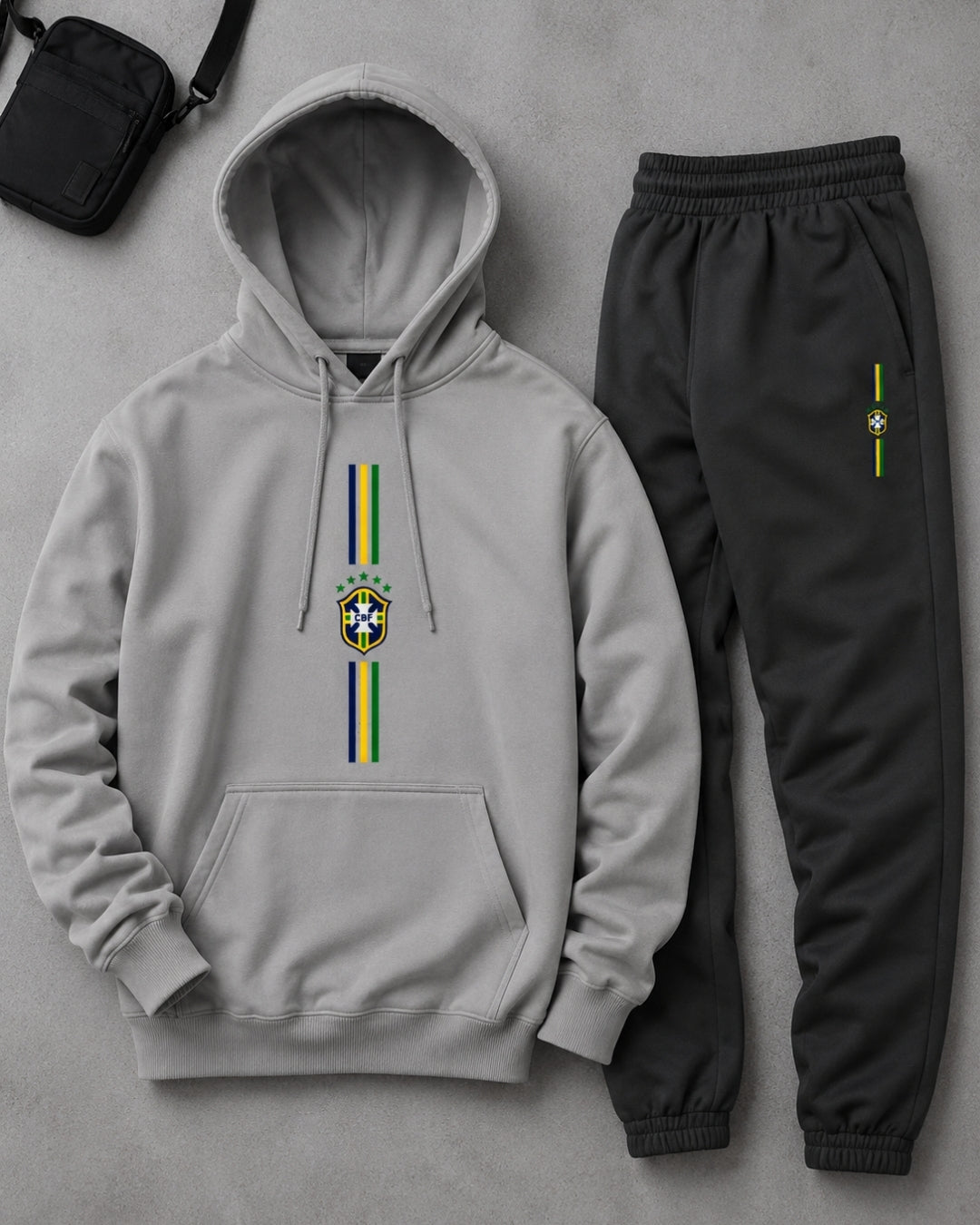 Conjunto Moletom Brasil Escudo Central Com Calça Jogger Casual