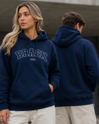 Moletom Brasil Estampa Universitária Frontal Com Capuz Casual