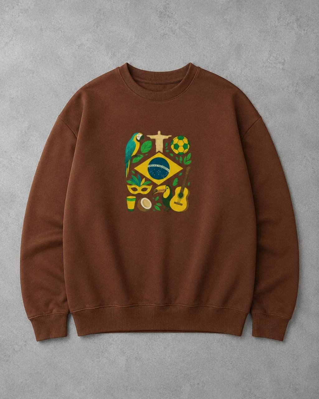 Moletom Brasil Cultura Nacional Com Símbolos Estilo Casual Urbano