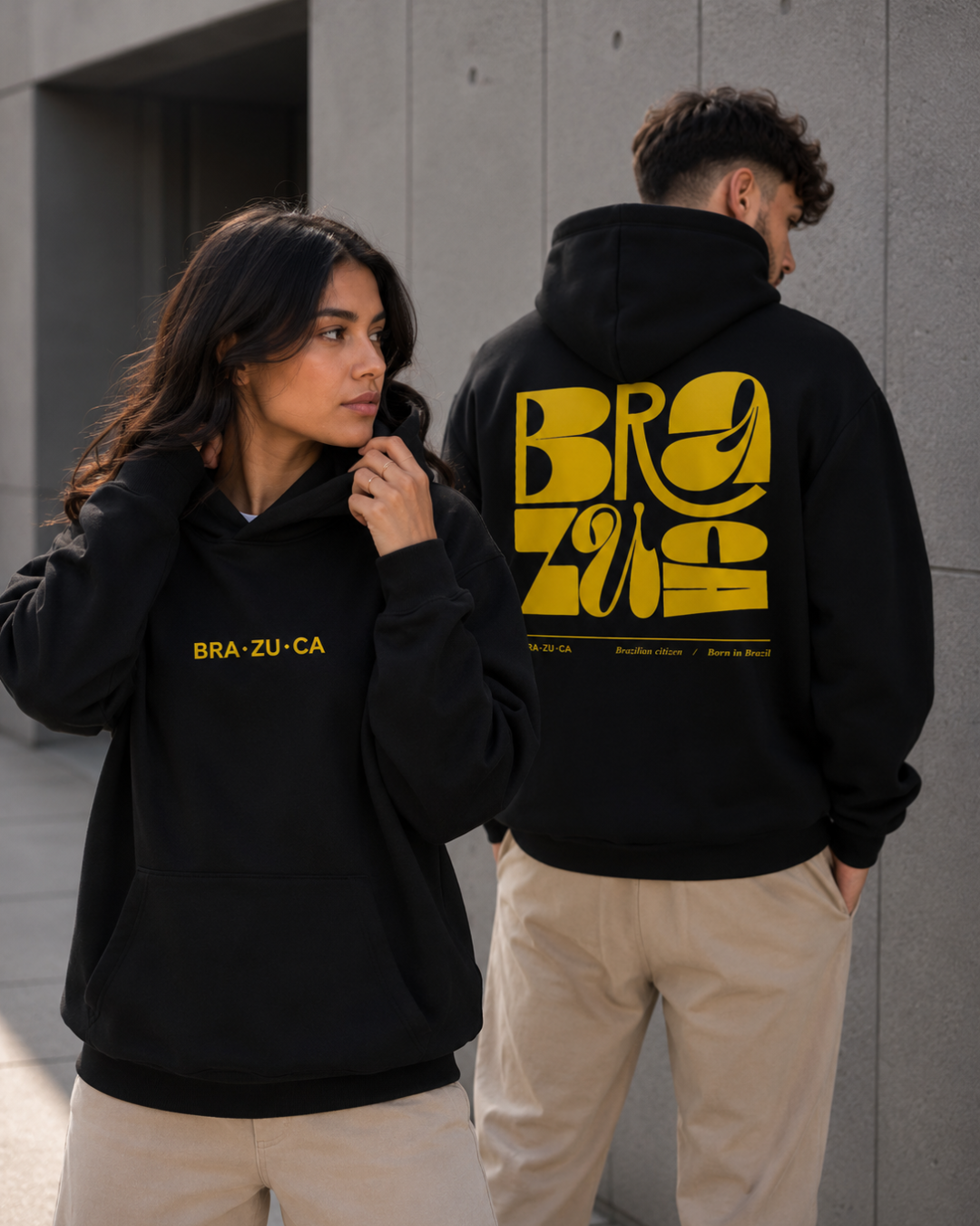Moletom Brasil Bra Zu Ca Estampa Costas Com Capuz Casual