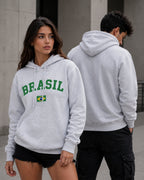 Moletom Brasil Universitário Com Bandeira Frontal E Capuz Casual