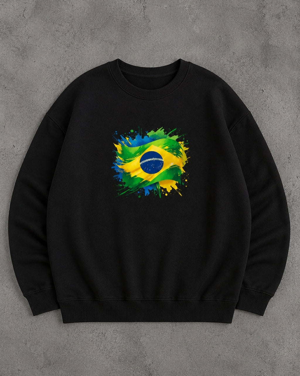 Moletom Brasil Bandeira Artística Central Estilo Casual Urbano