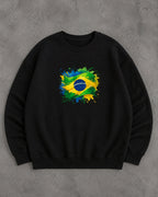 Moletom Brasil Bandeira Artística Central Estilo Casual Urbano