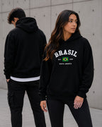 Moletom Brasil Estampa Universitária Com Capuz Casual