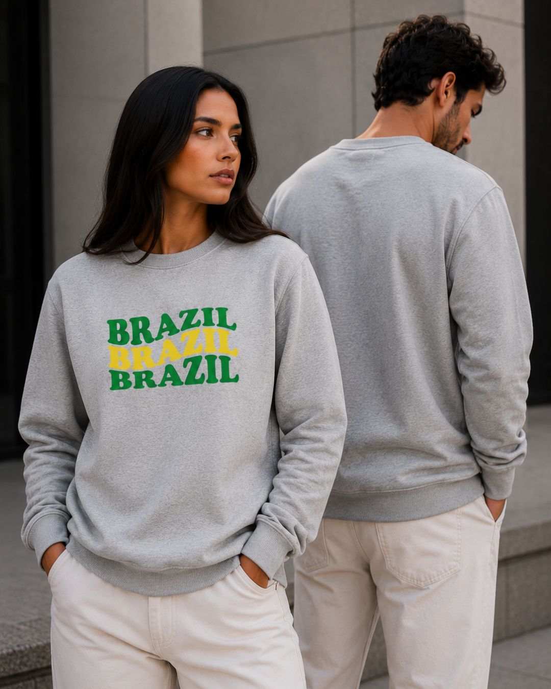 Moletom Brasil Triplo Lettering Estilo Casual Urbano Moderno