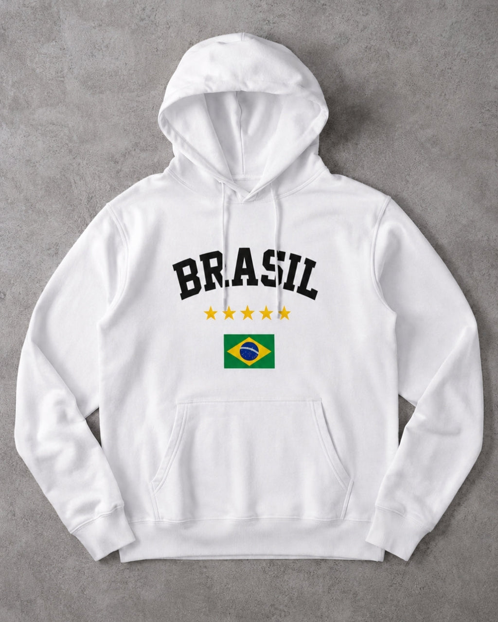 Moletom Brasil Estampa Clássica Com Bandeira E Capuz Casual