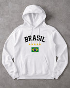 Moletom Brasil Estampa Clássica Com Bandeira E Capuz Casual