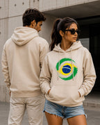 Moletom Brasil Bandeira Artística Circular Estilo Casual Urbano