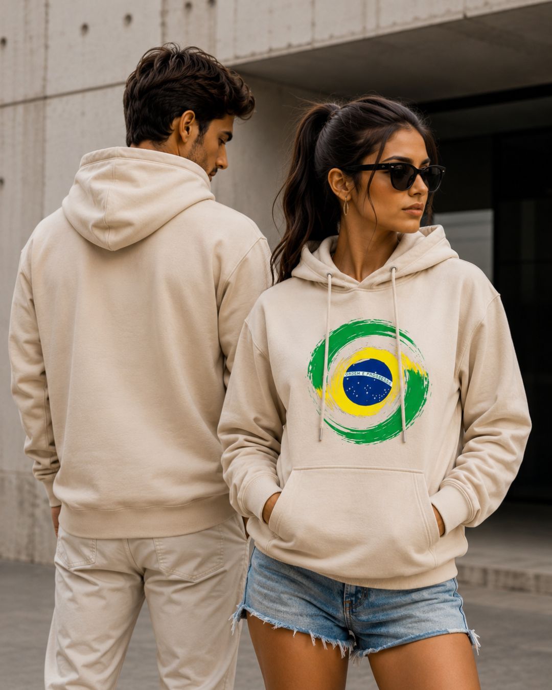 Moletom Brasil Bandeira Artística Circular Estilo Casual Urbano