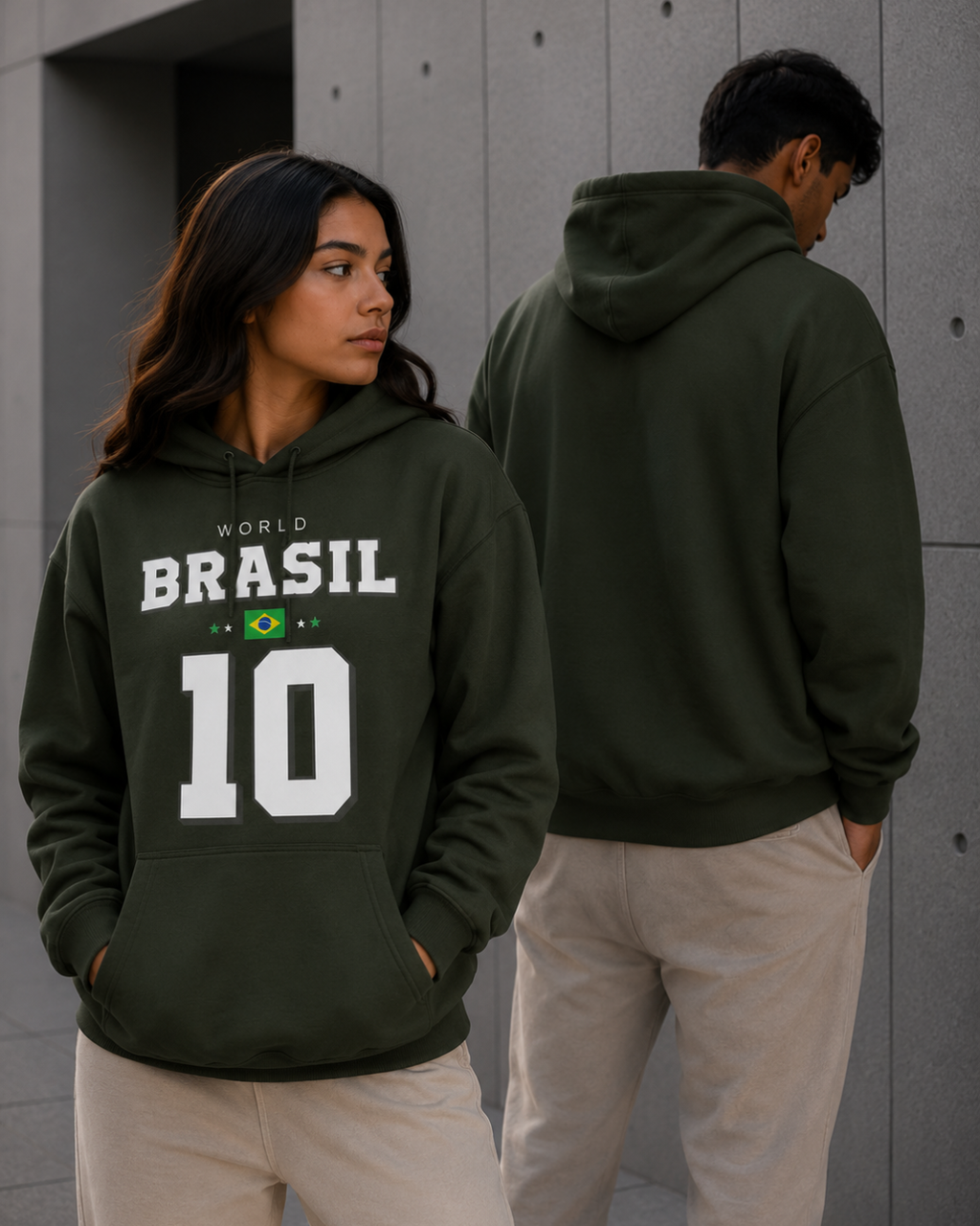 Moletom Brasil World 10 Estampa Futebol Com Capuz Casual