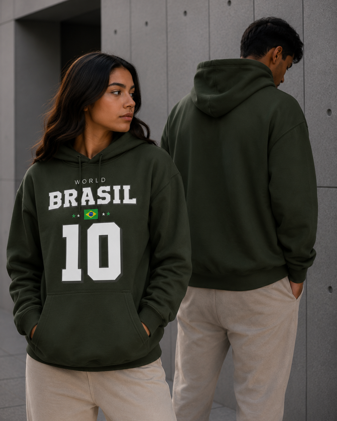 Moletom Brasil World 10 Estampa Futebol Com Capuz Casual