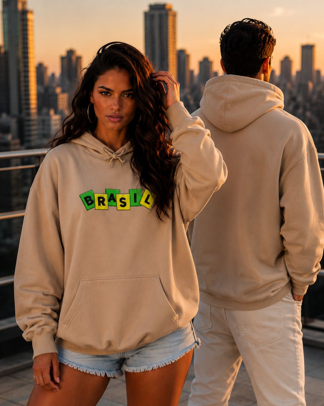 Moletom Brasil Estampa Divertida Frontal Com Capuz Casual Urbano