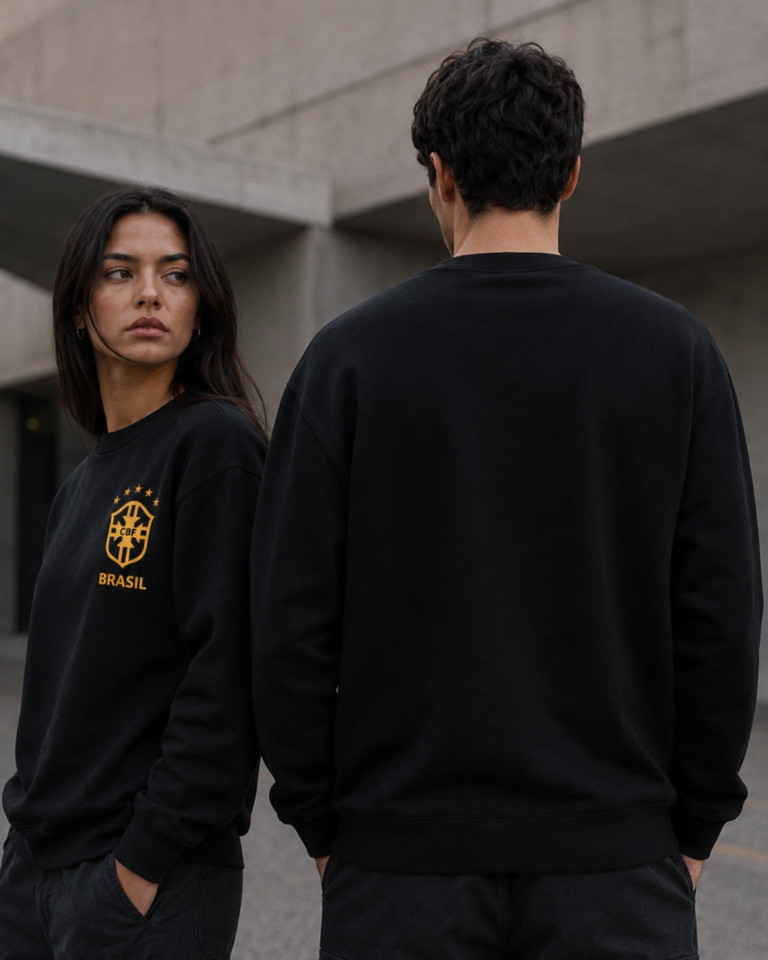 Moletom Brasil Escudo CBF Com Estrelas Estilo Casual Urbano