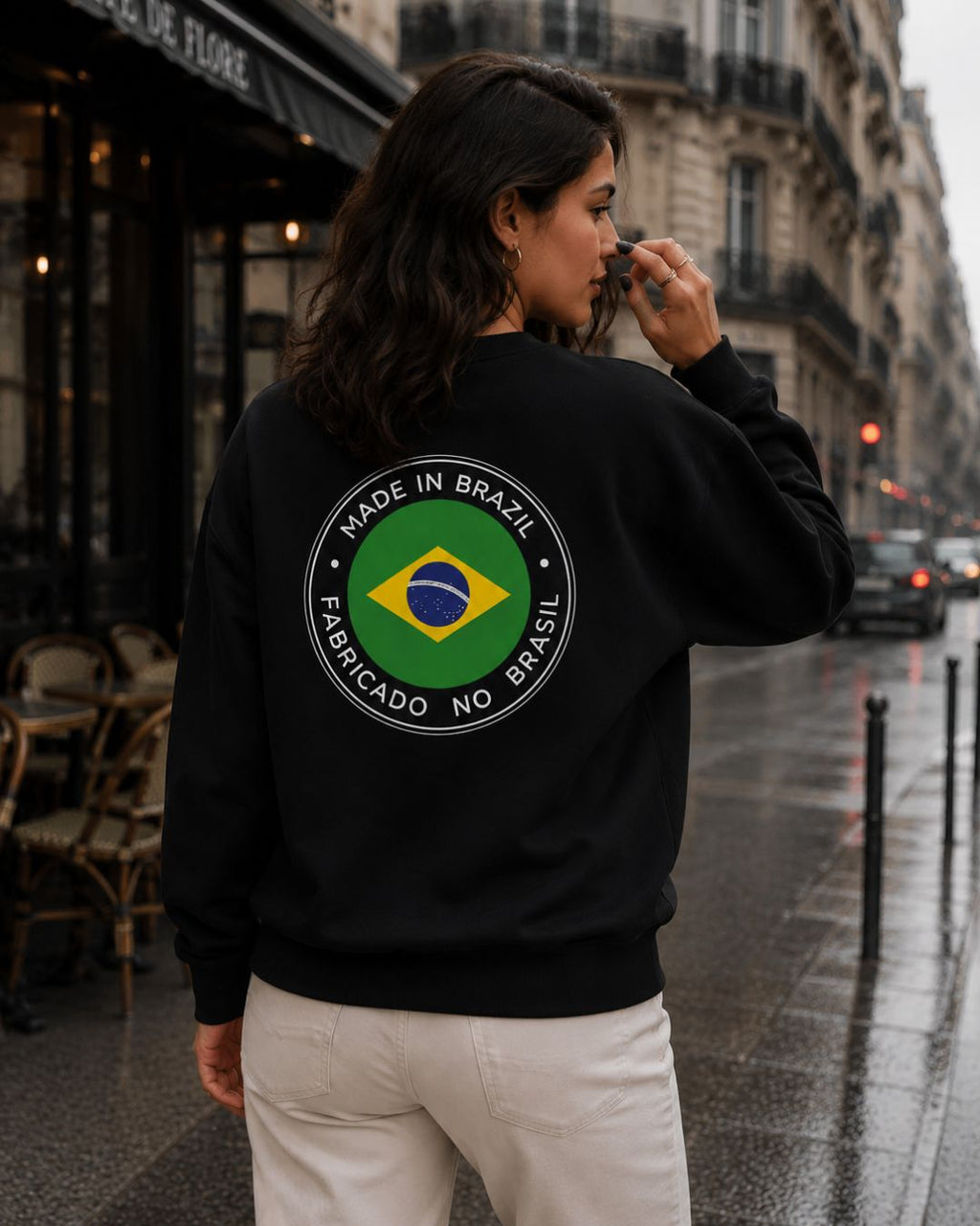 Moletom Brasil Made In Brazil Estampa Circular Costas Casual Urbano