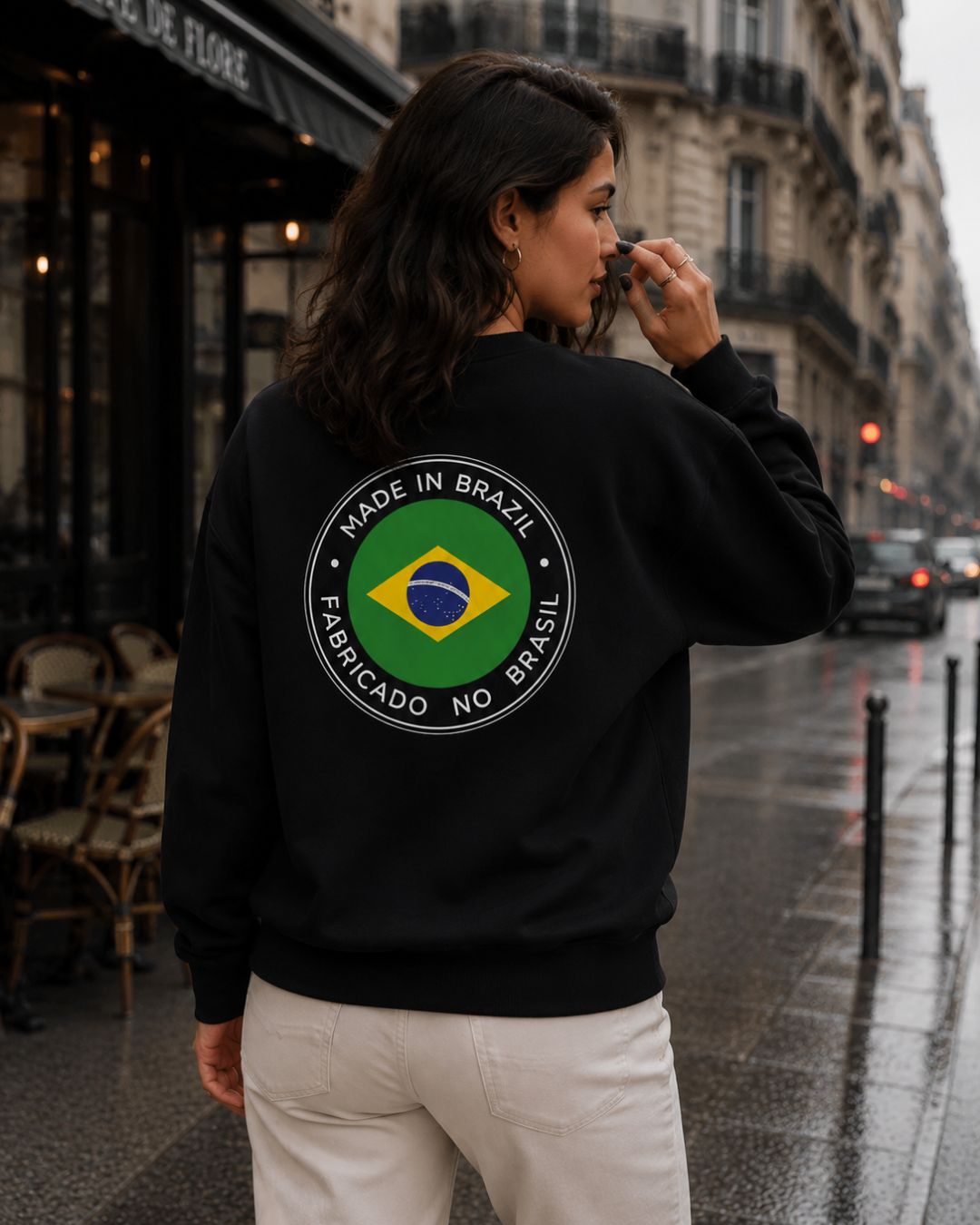 Moletom Brasil Made In Brazil Estampa Circular Costas Casual Urbano